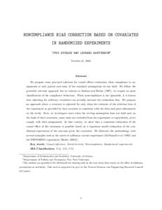 NONCOMPLIANCE BIAS CORRECTION BASED ON COVARIATES IN RANDOMIZED EXPERIMENTS YVES ATCHADE ∗AND LEONARD WANTCHEKON†‡ October 21, 2005  Abstract