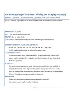 A Close Reading of The Great Fire by Jim Murphy (excerpt)