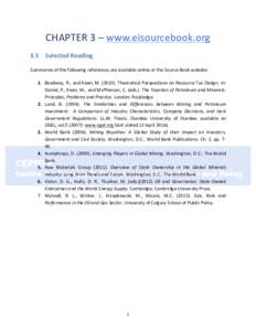 CHAPTER	
  3	
  –	
  www.eisourcebook.org	
   3.5	
  	
   Selected	
  Reading	
  	
   Summaries	
  of	
  the	
  following	
  references	
  are	
  available	
  online	
  at	
  the	
  Source	
  Book	
