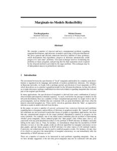 Marginals-to-Models Reducibility  Michael Kearns University of Pennsylvania 