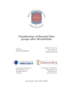 Classification of Barsotti-Tate groups after Breuil-Kisin Advisor Olivier Brinon