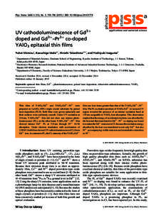 UV cathodoluminescence of Gd3&#x002B; doped and Gd3&#x002B;&#xF8FF;Pr3&#x002B; co-doped YAlO3 epitaxial thin films