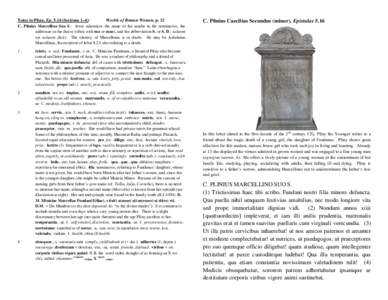 Notes to Pliny, EpSections 1–4): Worlds of Roman Women, p. 12 C. Plinius Marcellino Suo S.: letter salutation: the name of the sender in the nominative, the C. Plinius Caecilius Secundus (minor), Epistulae 5.16