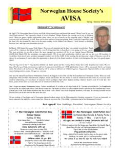 Norwegian House Society’s  AVISA Spring - Summer 2015 edition