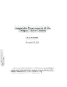 Luminosity Measurement at the Compact Linear Collider Rina Schwartz1