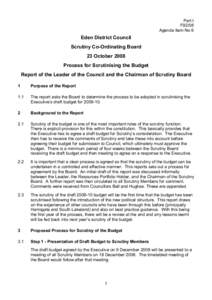 Part I F92/08 Agenda Item No 6 Eden District Council Scrutiny Co-Ordinating Board