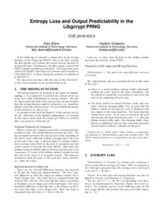 Entropy Loss and Output Predictability in the Libgcrypt PRNG CVEFelix Dörre  Vladimir Klebanov