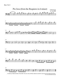 Bass Viol 1  Pie Jesu (from the Requiem in d minor)    