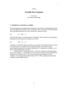 1  (draft) Variable-free Grammar Jan Koster