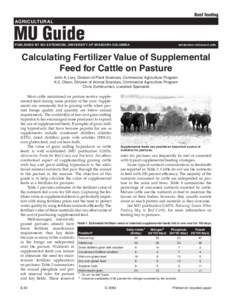 Beef feeding AGRICULTURAL MU Guide  PUBLISHED BY MU EXTENSION, UNIVERSITY OF MISSOURI-COLUMBIA