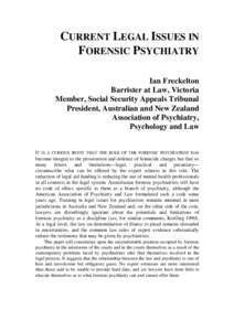 Current legal issues in forensic psychiatry