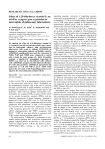 RESEARCH COMMUNICATIONS  Effect of 1,25-dihydroxy vitamin D3 on toll-like receptor gene expression in neutrophils of pulmonary tuberculosis M. Harishankar1 , K. Afsal1, N. Meenakshi2 and