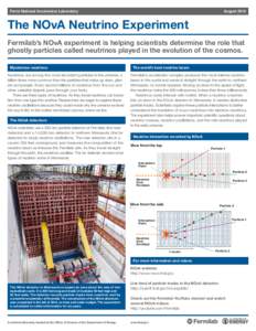 Fermi National Accelerator Laboratory  August 2015 The NOνA Neutrino Experiment Fermilab’s NOνA experiment is helping scientists determine the role that