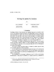 ActaMath., [removed]), [removed]Solving the quintic by iteration