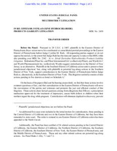 Case MDL NoDocument 53 FiledPage 1 of 3  UNITED STATES JUDICIAL PANEL on MULTIDISTRICT LITIGATION