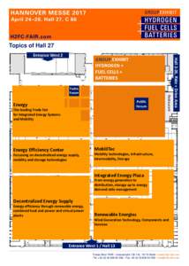 Topics of Hall 27 GROUP EXHIBIT HYDROGEN + FUEL CELLS + BATTERIES Techn.