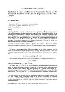 Application of chaos and fractals in fundamental physics and set theoretical resolution of the two-slit experiment and the wave collapse