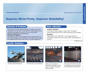 Stad & Reclaimer in Coal Yard  Superior Metal Putty, Superior Reliability! Situation & Problems  User´s Benefits