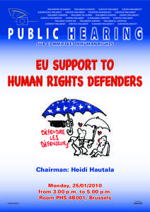PUBLIC H E A R I N G SUB-COMMITTEE ON HUMAN RIGHTS EU SUPPORT TO HUMAN RIGHTS DEFENDERS