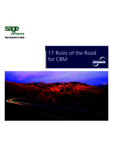 17 Rules of the Road for CRM Sage CRM Solutions  17 Rules of the Road for