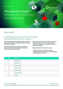 PRODUCT OVERVIEW:  Household Income – Indicator of income at a household level
