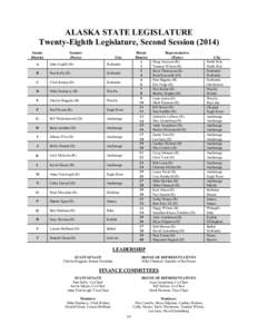 ALASKA STATE LEGISLATURE Twenty-Eighth Legislature, Second Session[removed]Senate District  Senator