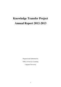 Knowledge Transfer Project Annual Report[removed]Prepared and Submitted by Office of Service-Learning Lingnan University