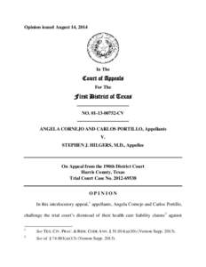 Opinion issued August 14, 2014  In The Court of Appeals For The