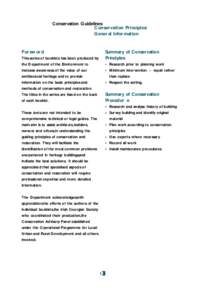 Conservation Guidelines Conservation Principles/ General Information F orew ord