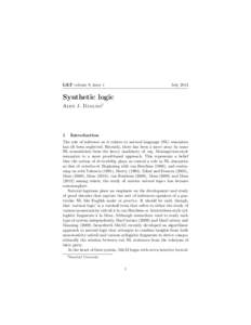 LiLT volume 9, issue 1  July 2013 Synthetic logic Alex J. Djalali1