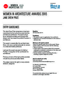 e  SPONSORED BY WOMEN IN ARCHITECTURE AWARDS 2015