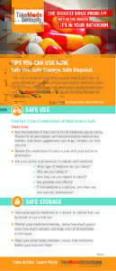 TIPS YOU CAN USE NOW.  Safe Use. Safe Storage. Safe Disposal. This card is designed to provide you with helpful quick tips on using, storing and disposing of your prescription medicines safely. For full details on each t