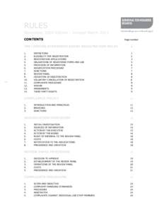 RULES November 2009 Edition – revised March 2011 CONTENTS Page number