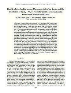 Bulletin of the Seismological Society of America, Vol. 95, No. 5, pp. 1970–1987, October 2005, doi: [removed][removed]High-Resolution Satellite Imagery Mapping of the Surface Rupture and Slip