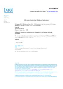 Microsoft Word - Notification - AIG Brisbane Office Relocation.docx