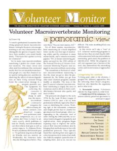 THE  THE NATIONAL NEWSLETTER OF VOLUNTEER WATERSHED MONITORING Volume 17, Number 2 • Summer 2005