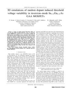 SISPAD 2012, September 5-7, 2012, Denver, CO, USA  3D simulations of random dopant induced threshold voltage variability in inversion–mode In0.53Ga0.47As GAA MOSFETs N. Seoane, A. Garcia–Loureiro, E. Comesa˜na, R. V