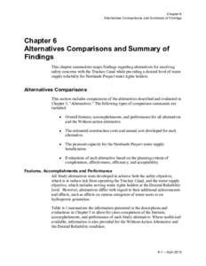 Chapter 6 Alternatives Comparisons and Summary of Findings Chapter 6 Alternatives Comparisons and Summary of Findings