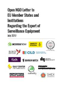     Open NGO Letter to  EU Member States and  Institutions 