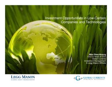 Investment Opportunities in Low-Carbon Companies and Technologies Mike Dieschbourg CEO & Head of ESG Global Currents