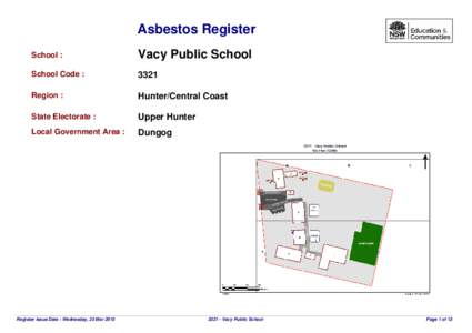 Asbestos Register School : Vacy Public School  School Code :