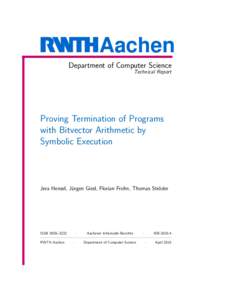 Aachen Department of Computer Science Technical Report Proving Termination of Programs with Bitvector Arithmetic by