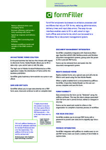 DATASHEET www.docscorp.com/formﬁller Reduce administration costs managing forms Increase efﬁciency and productivity working with forms