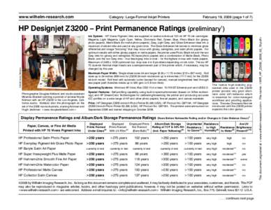 www.wilhelm-research.com  Category: Large-Format Inkjet Printers February 19, 2009 (page 1 of 7)