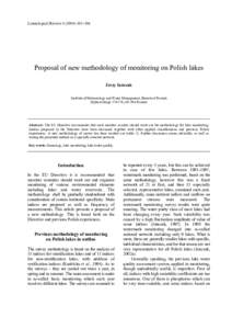 Limnological Review–106  Proposal of new methodology of monitoring on Polish lakes Jerzy Jańczak Institute of Meteorology and Water Management, Branch of Poznań Dąbrowskiego, 60–594 Poznań