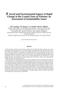 4  Social and Environmental Impact of Rapid Change in the Coastal Zone of Vietnam: an Assessment of Sustainability Issues J.W. Gowing,1 T.P. Tuong,2 C.T. Hoanh3 and N.T. Khiem4