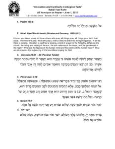 “Innovation and Continuity in Liturgical Texts” Rabbi Yoel Kahn IJS Yom Iyun on Prayer – June 1, Oxford Street - Berkeley 94709    www.bethelberkeley.org  1. Psalm 150:8
