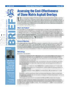 Assessing the Cost-Effectiveness of Stone Matrix Asphalt Overlays, Summary of 