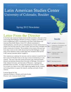 LASC Newsletter  Spring 2012 Latin American Studies Center University of Colorado, Boulder