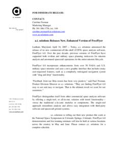 Microsoft Word - Press Release FreeFlyer6-FINAL.doc